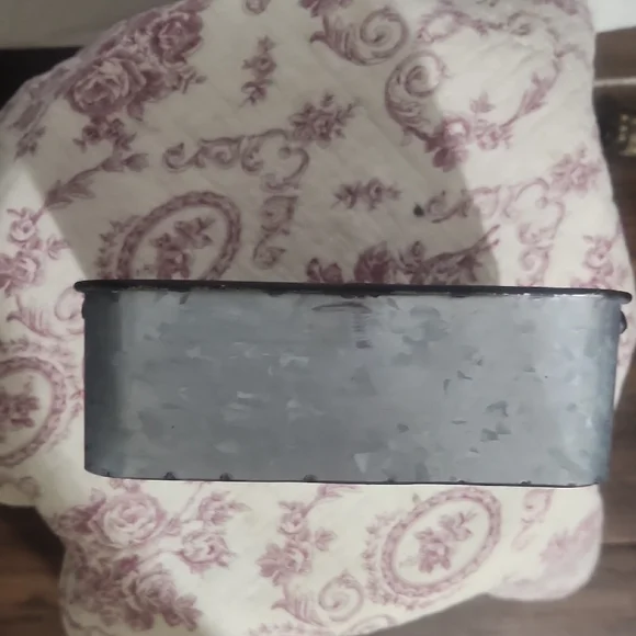 Galvanized Metal Picnic Napkin Caddy with Wooden Handle - Rustic Home Dining - Picture 6 of 7